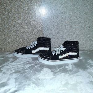 Sparkly black/white high top Van's youth size 3